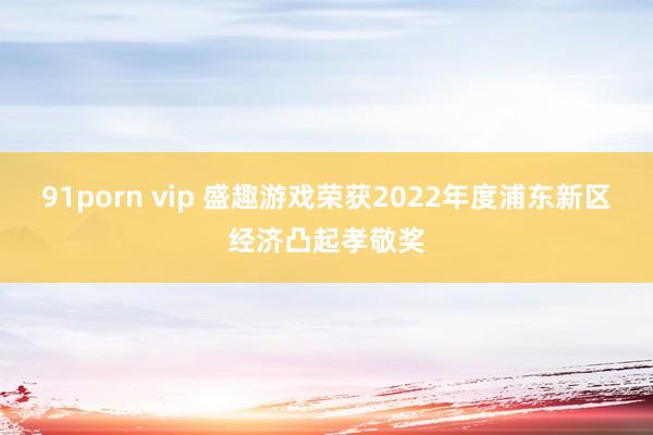 91porn vip 盛趣游戏荣获2022年度浦东新区经济凸起孝敬奖