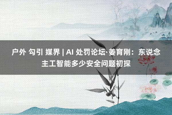 户外 勾引 媒界 | AI 处罚论坛·姜育刚：东说念主工智能多少安全问题初探